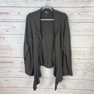 Avenue Women's‎ Brown Long Sleeve Open Ruffle Knit Cardigan Sweater Plus Size 26